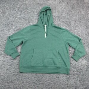 Threads 4 Thought Hoodie Womens 1X Green Pullover 1/4 Zip Pockets Fleece